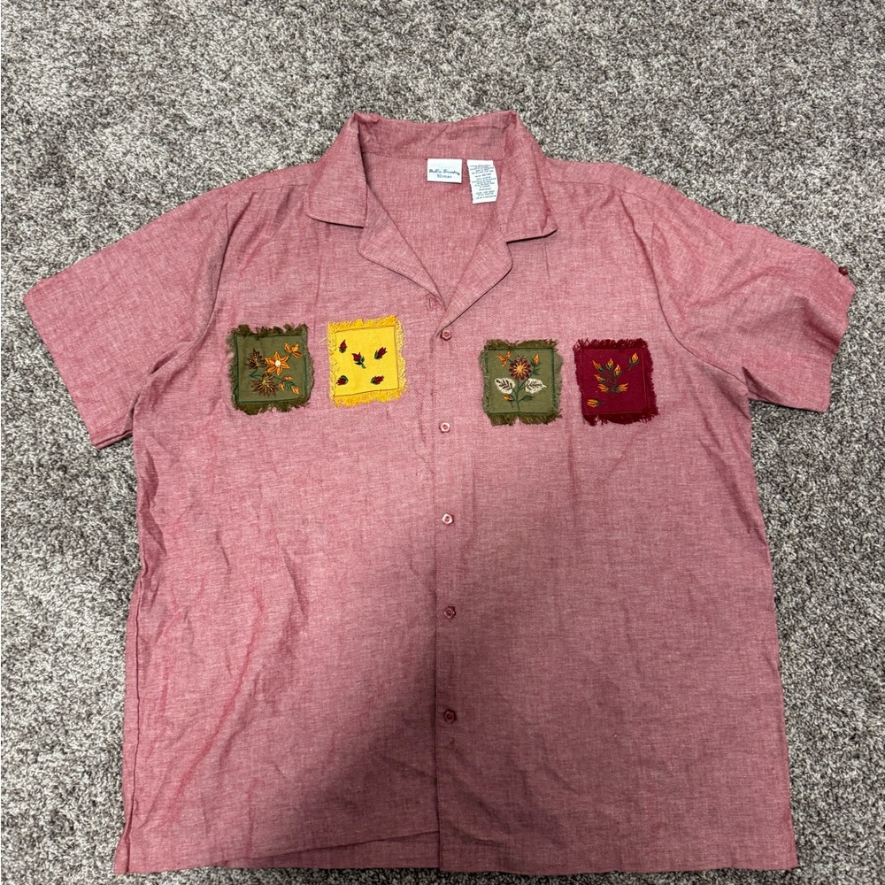 Bobbie Brooks Red Casual Button Down Shirt with Playful Design